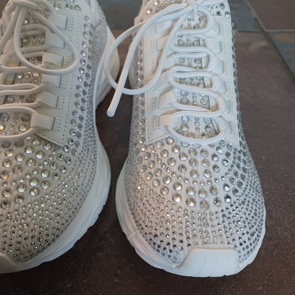 Steve Madden White Crystal Sneakers Brand New - Picture 8 of 16